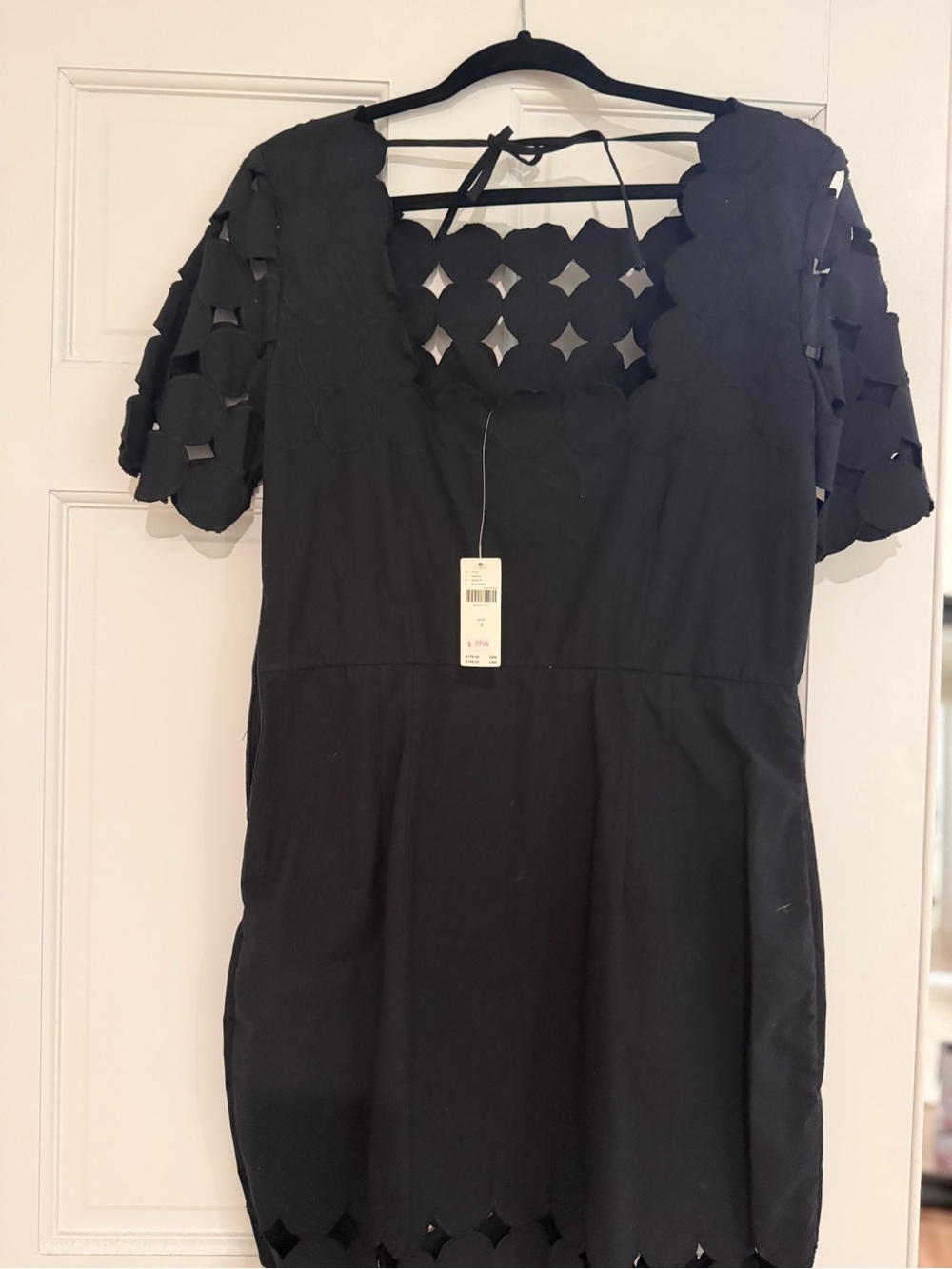 Anthropologie Black Scallop Cutout Mini Dress